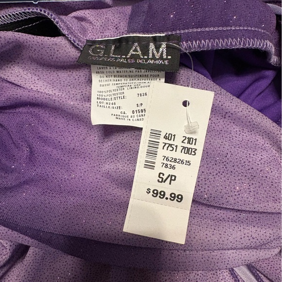 GLAM Purple Sparkly Halter Dress Size Small - Picture 4 of 5
